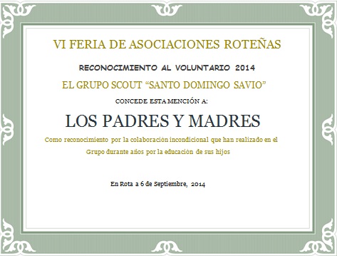 Reconocimiento al Voluntario